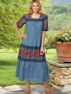 Ankle-Length Cotton Muumuu With Pockets