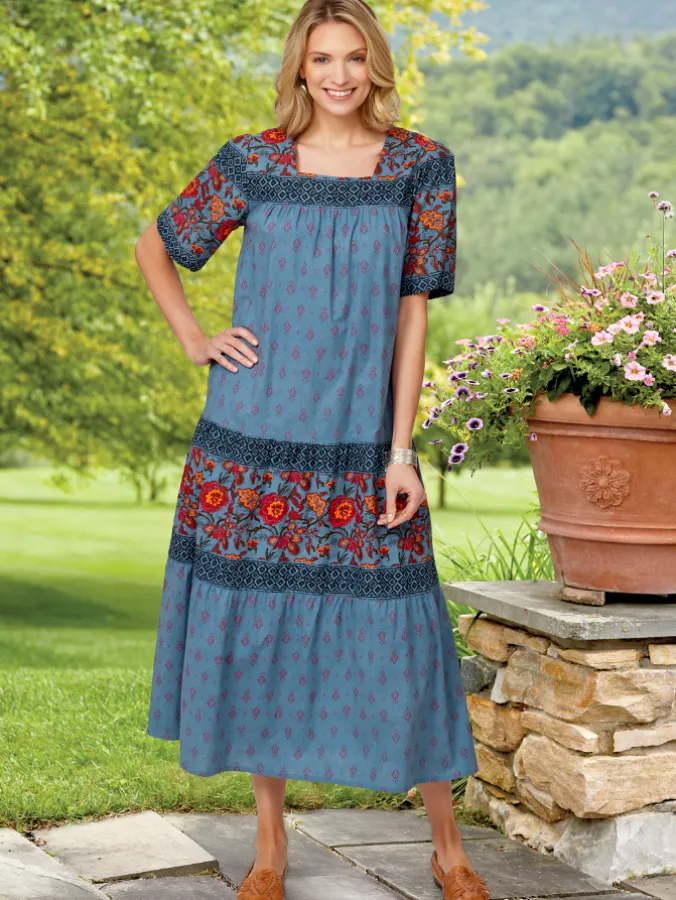 Ankle-Length Cotton Muumuu With Pockets