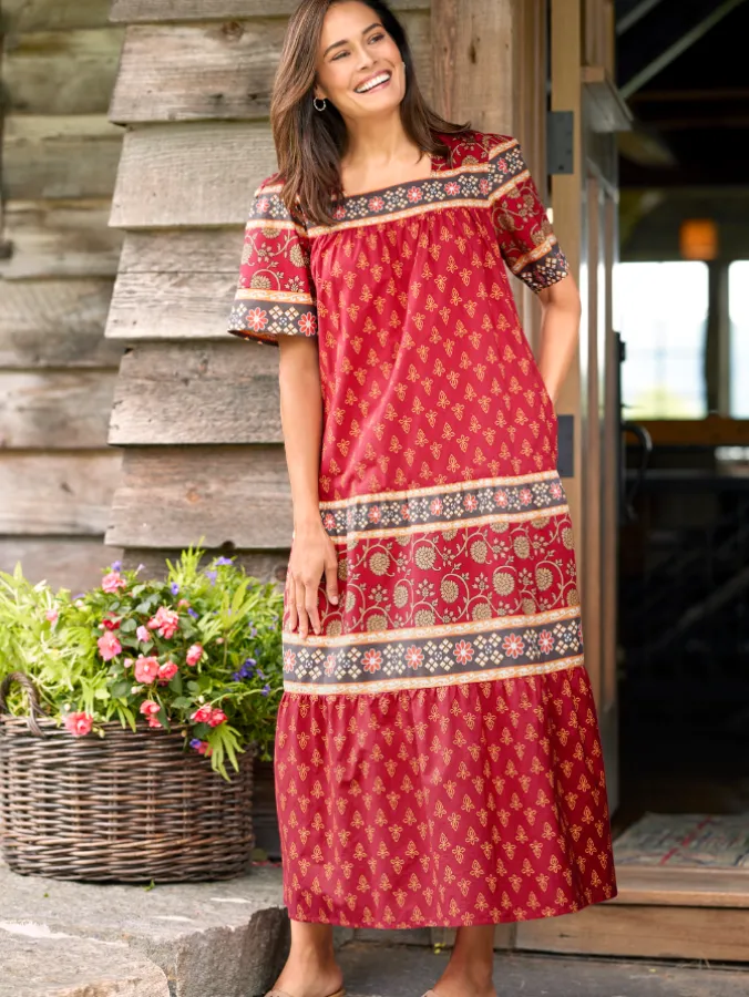 Ankle-Length Cotton Muumuu With Pockets
