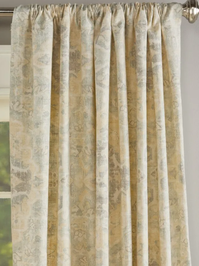 Antique Watercolor Lined Rod Pocket Linen Curtains by Country Curtains®
