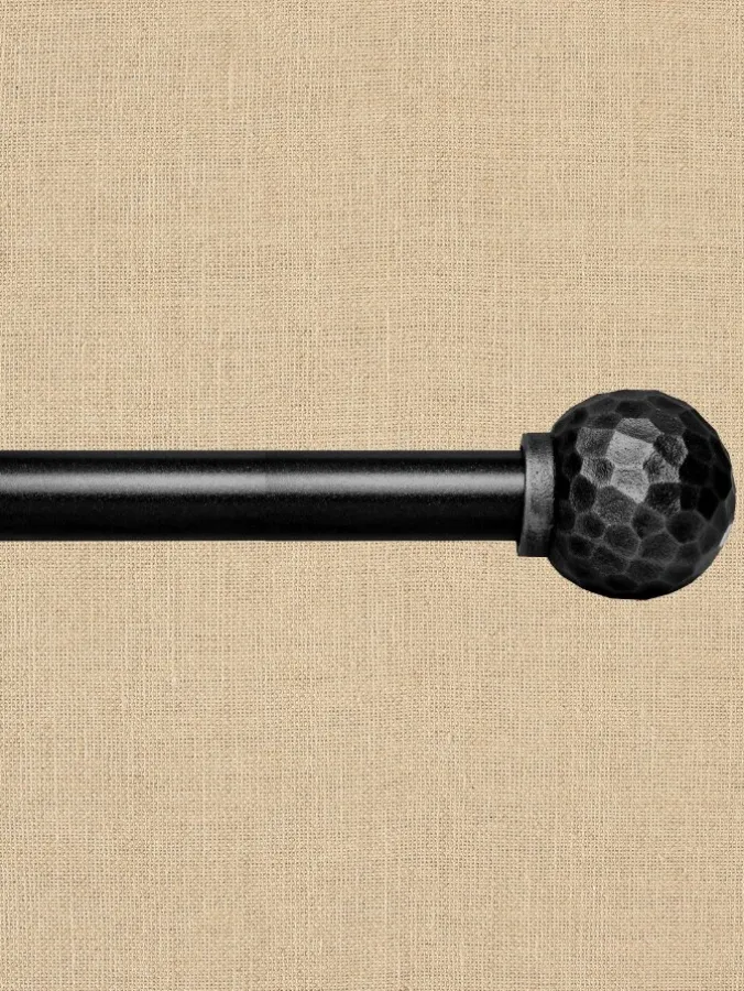 Artisan Black Adjustable Curtain Rod With Finial, 3/4 Inch