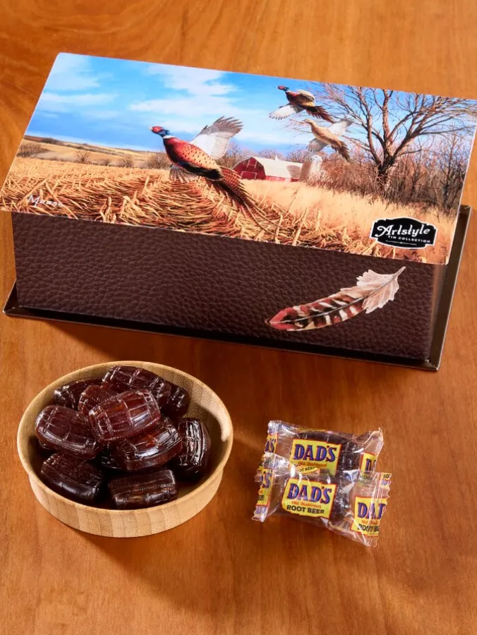 Artstyle Pheasant Tin With Dad's Root Beer Barrel Hard Candy