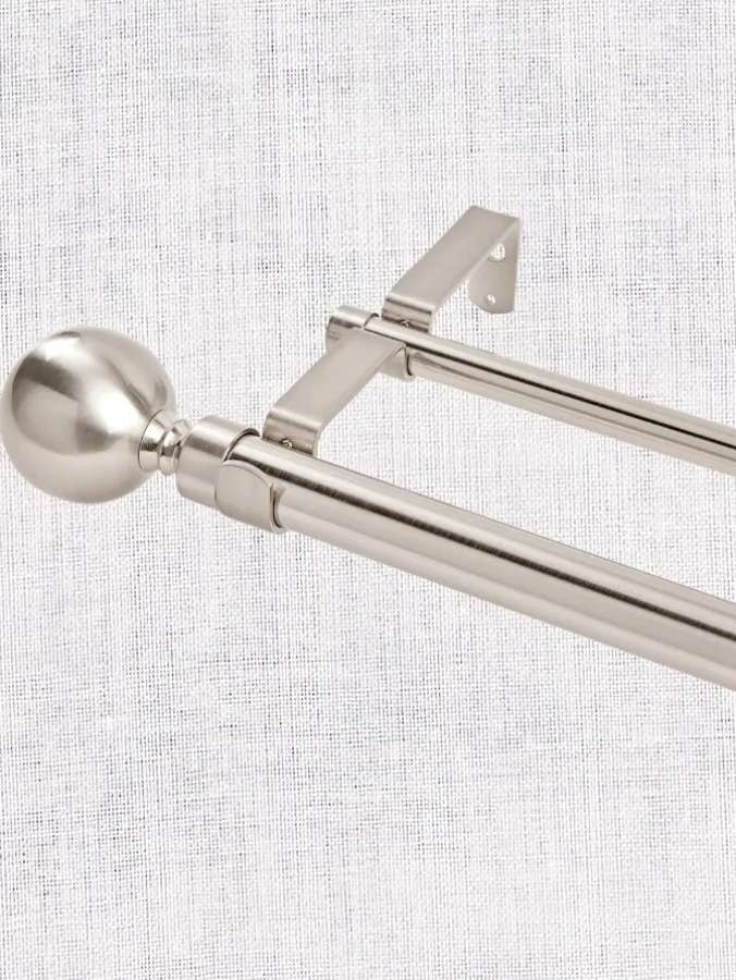 Ball Finial Double Curtain Rod, 1 Inch and 5/8 Inch