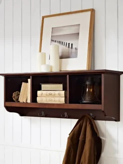 Benton Solid Wood Shelf With Hooks