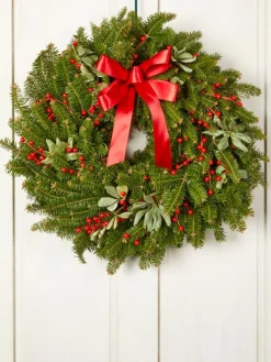 Berries and Boxwood 24 Inch Balsam Christmas Wreath