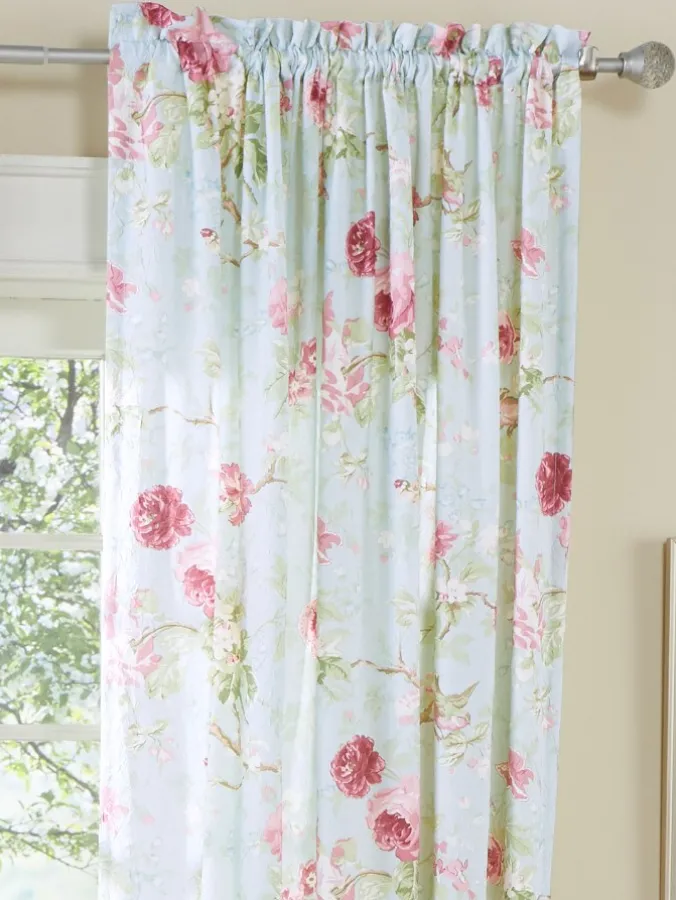 Birdsong Blooms Rod Pocket Curtain Panel