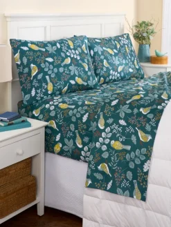 Birdsong Botanical Portuguese Cotton Flannel Sheet Set