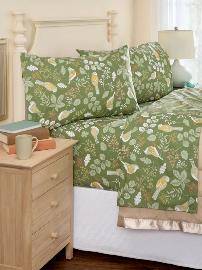 Birdsong Botanical Portuguese Cotton Percale Sheet Set