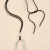 Black and Silver Triple Oval Pendant Necklace