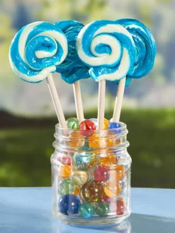 Blue and White Berry Swirl Lollipop, Set of 4