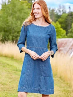 Boatneck Denim Dress