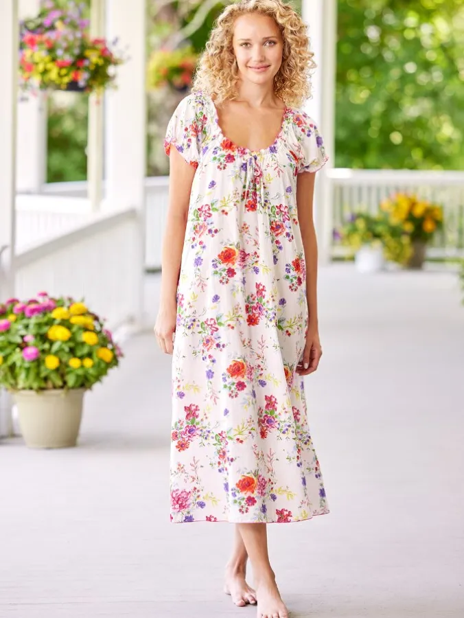 Botanical Beauty Cotton Short-Sleeve Nightgown