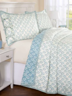 Botanical Leaves Cotton Quilted Bedspread or Sham