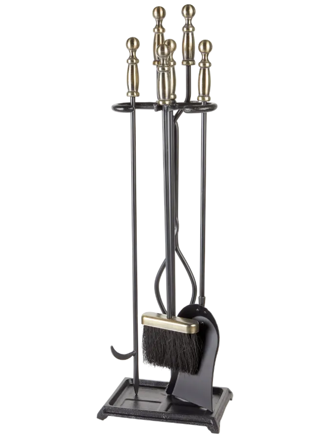 Brass 5-Piece Fireplace Tool Set
