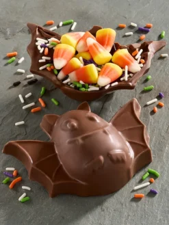 Breakable Milk Chocolate Halloween Bat Filled With Candy Corn, Set of 2