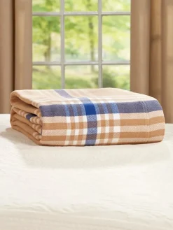 Brushed Portuguese Cotton Flannel Plaid Blanket or Throw
