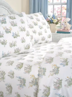 Bunny Garden Portuguese Cotton Percale Sheet Set