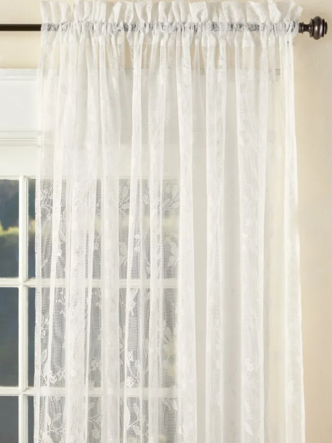 Butterfly Garden Lace Rod Pocket Curtain Panel