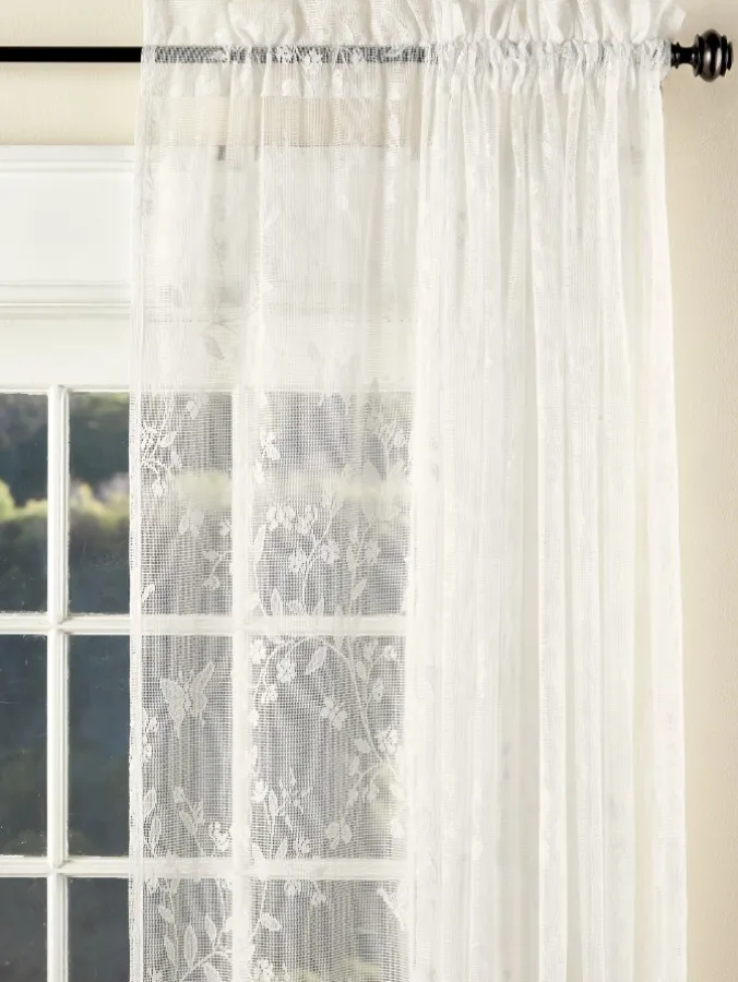 Butterfly Garden Lace Rod Pocket Curtain Panel