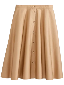 Button-Front Cotton Skirt