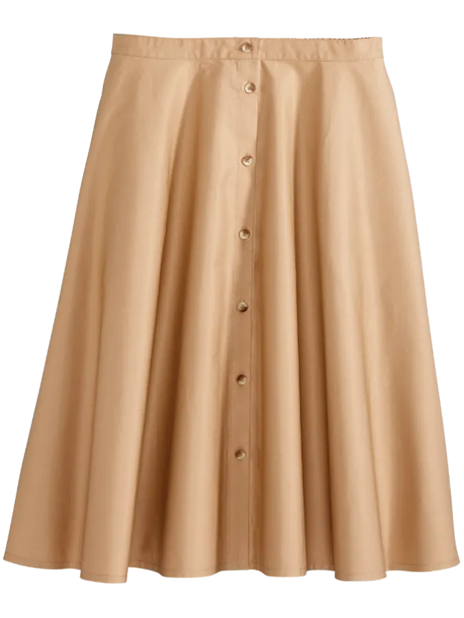 Button-Front Cotton Skirt