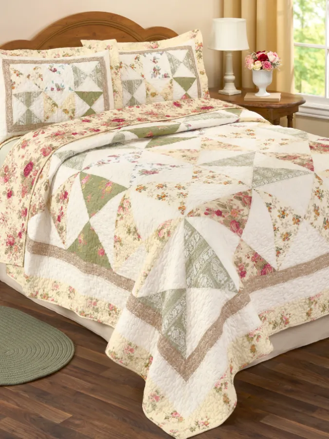 Calico Charm Patchwork Cotton Quilt or Pillow Sham