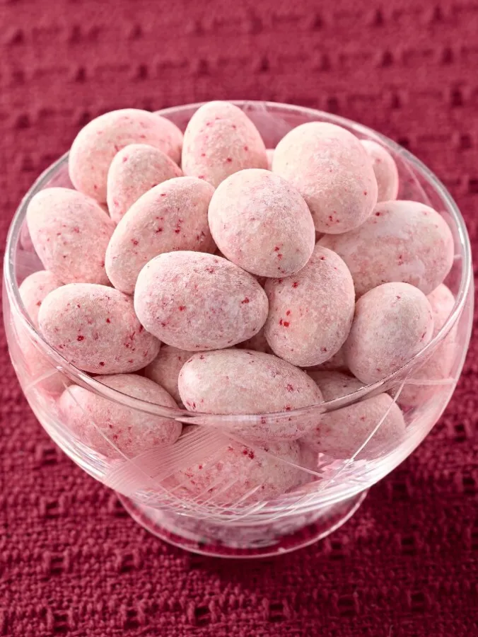 Candy Cane White Chocolate Almonds, 1 Pound Bag