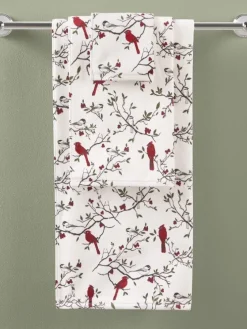 Cardinal And Chickadee Portuguese Cotton Bath Towel Collection