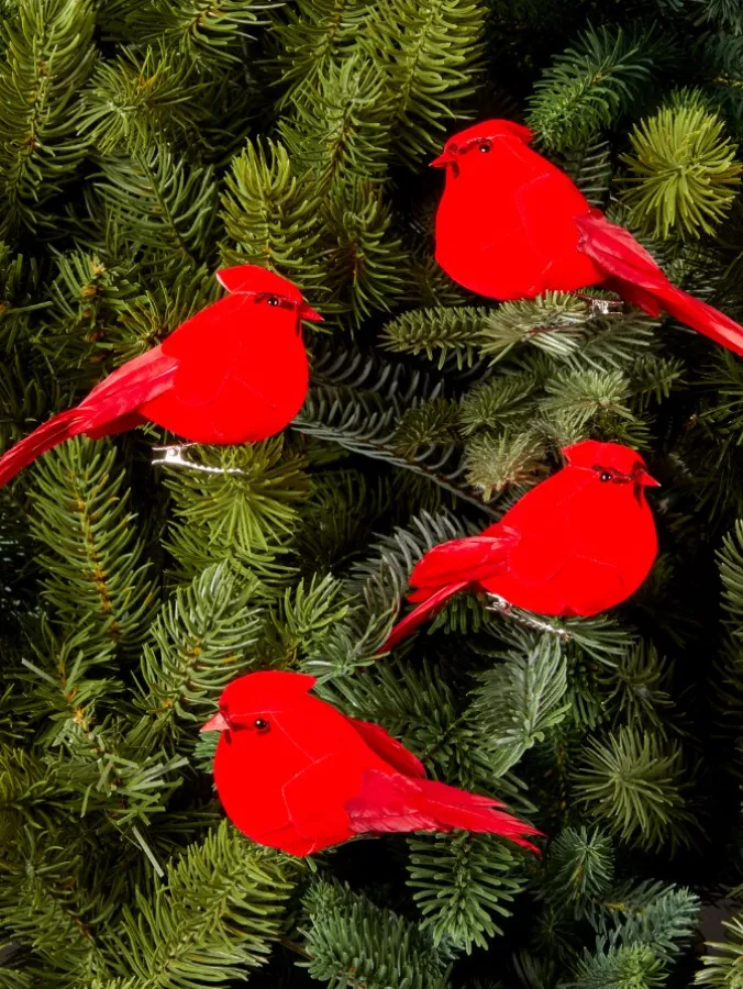 Cardinal Clip-On Christmas Ornaments, Set of 12