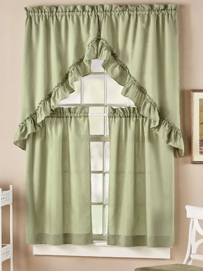 Carolyn's Colorful Rod Pocket Ruffled Swag Pair