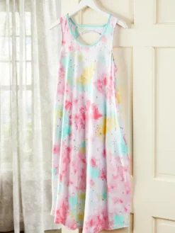 Celestial Dreams Tie-Dye Sleeveless Nightgown