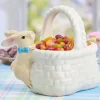 Ceramic Basket and Bunny Easter Candy Dish