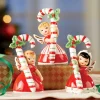 Ceramic Candy Cane Girl Angel Trio