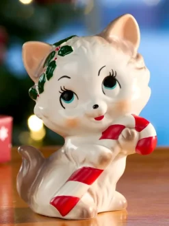 Ceramic Christmas Cat Figurine