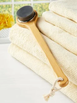 Charcoal Bath and Shower Body Brush With Bamboo Handle