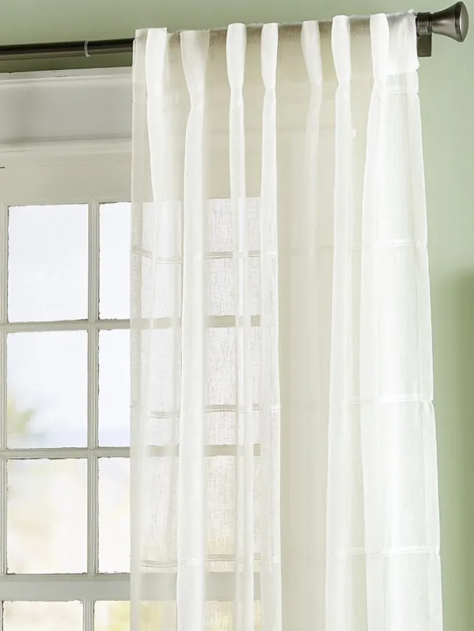 Chenille Stripe Sheer Rod Pocket Panel With Back Tabs