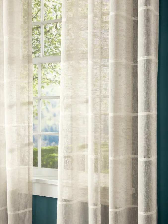 Chenille Stripe Sheer Rod Pocket Panel With Back Tabs
