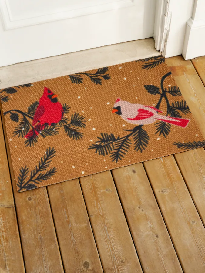 Christmas Cardinals Doormat