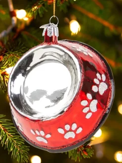 Christmas Dog Bowl Blown-Glass Ornament