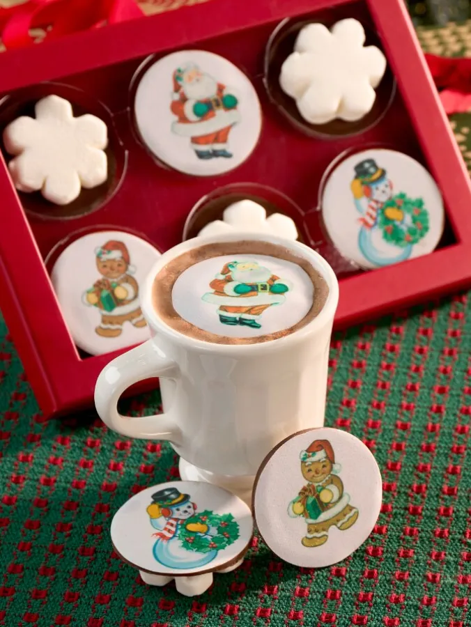 Christmas Hot Cocoa Toppers With Snowflake Marshmallows, Set of 6