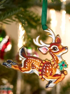 Christmas Keepsakes 24k Gold Finished Reindeer Ornament in Gift Box
