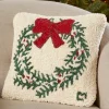 Christmas Wreath Hooked Wool Pillow