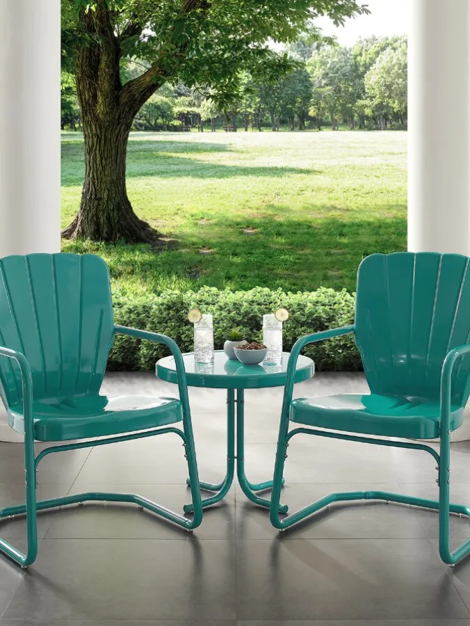 Clamshell Outdoor Chair and Side Table Patio Set, 3 Pieces