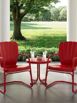 Clamshell Outdoor Chair and Side Table Patio Set, 3 Pieces