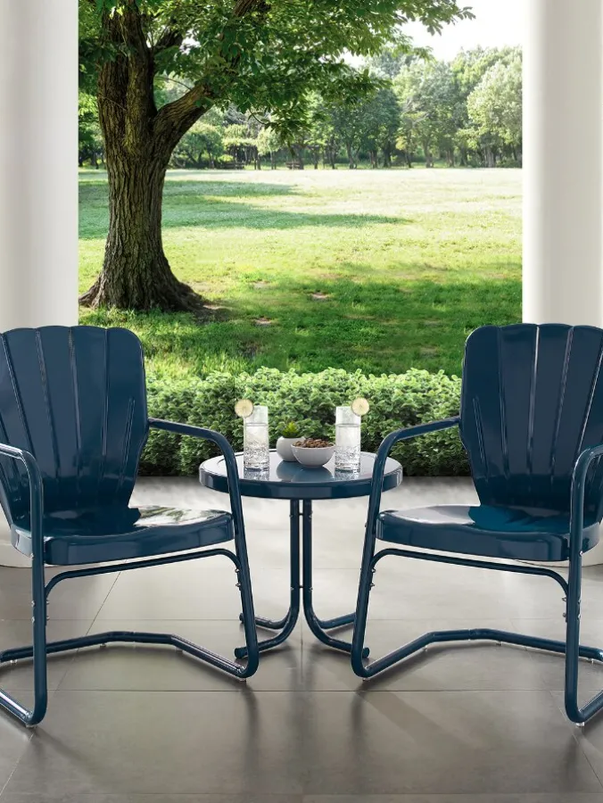 Clamshell Outdoor Chair and Side Table Patio Set, 3 Pieces
