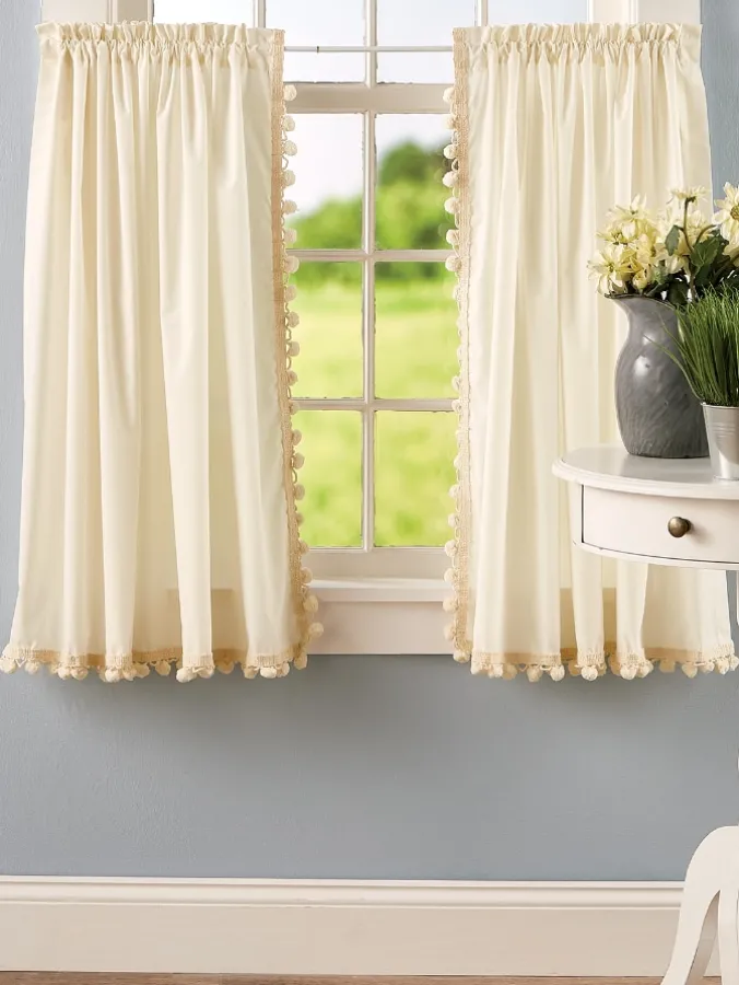 Classic Ball Fringe Rod Pocket Tiers by Country Curtains®