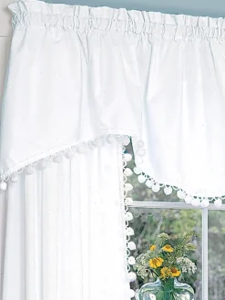 Classic Ball Fringe Rod Pocket Scalloped Valance by Country Curtains®