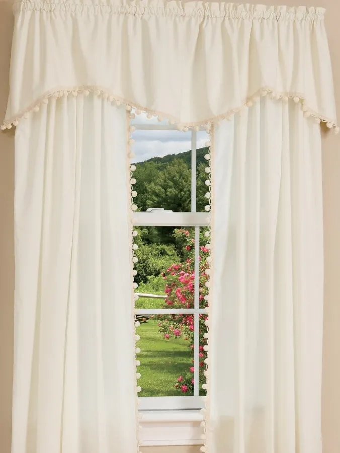 Classic Ball Fringe Rod Pocket Scalloped Valance by Country Curtains®