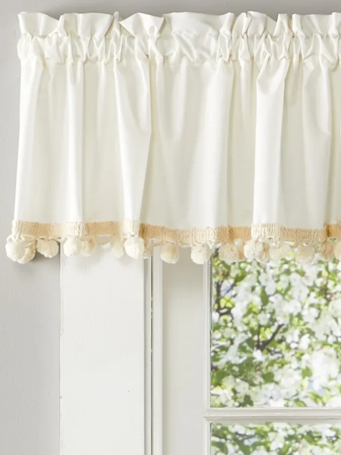 Classic Ball Fringe Rod Pocket Tailored Valance by Country Curtains®