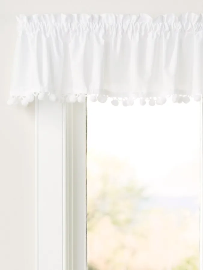 Classic Ball Fringe Rod Pocket Tailored Valance by Country Curtains®